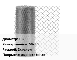 Сетка-рабица 1.8 Ячейка: 50х50 2хрулон оцинкованная, м2, по запросу цена от 2400 ₼ / м2, где купить, условия доставки в Баку и Бакинская области